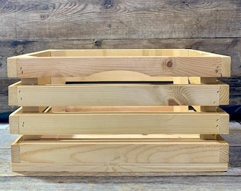 Unfinished Pine Wood Crate, Modern Day, 18" x 11.5" x 9.75"