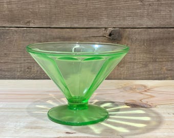 1920s-30s Fenton Glass, Uranium Green Glass, Sherbet Dish