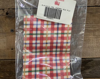 Longaberger, R-Picnic Pal, kersenrode plaid, NIP