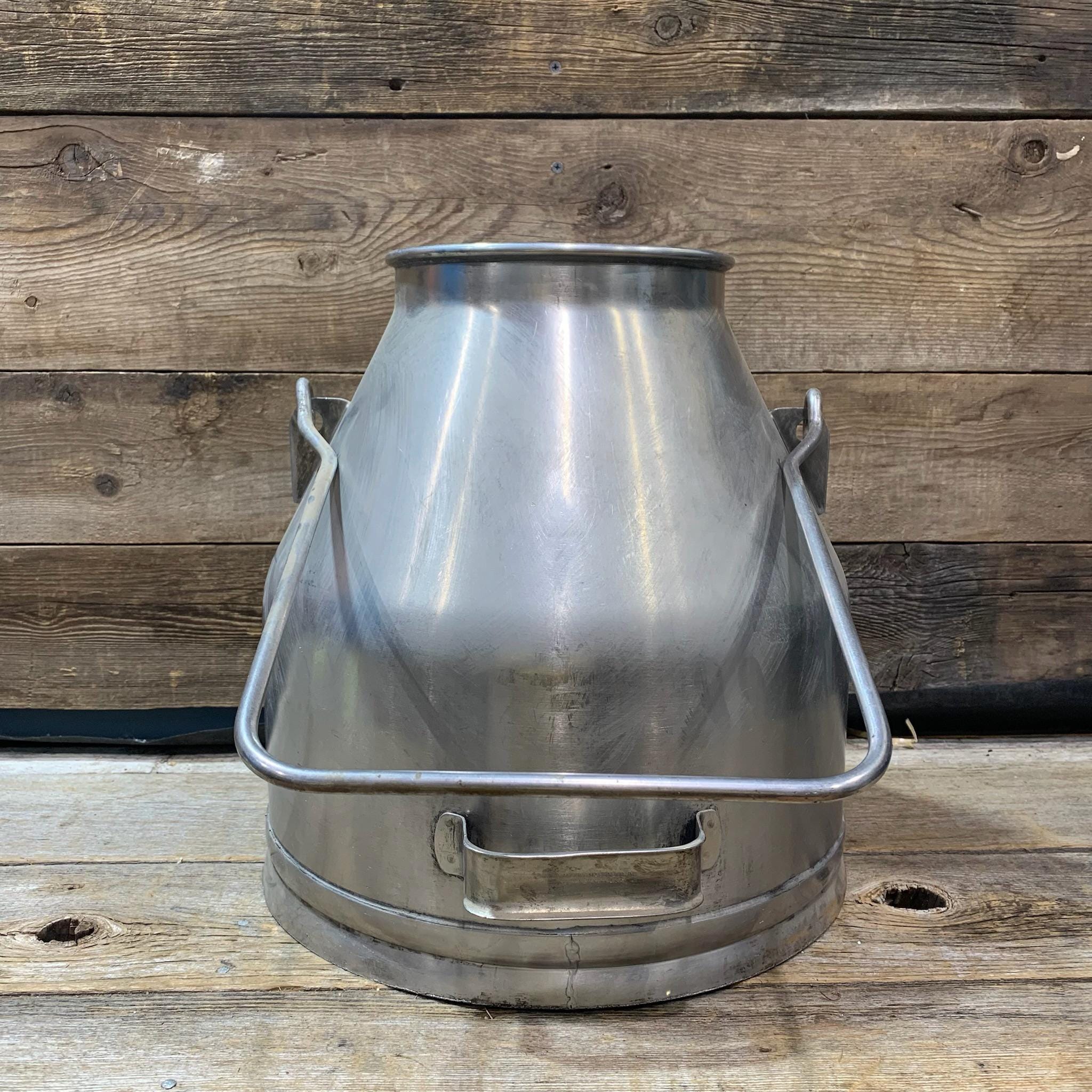 Vintage Delaval Look Alike Milking Can, Stainless Steel, With