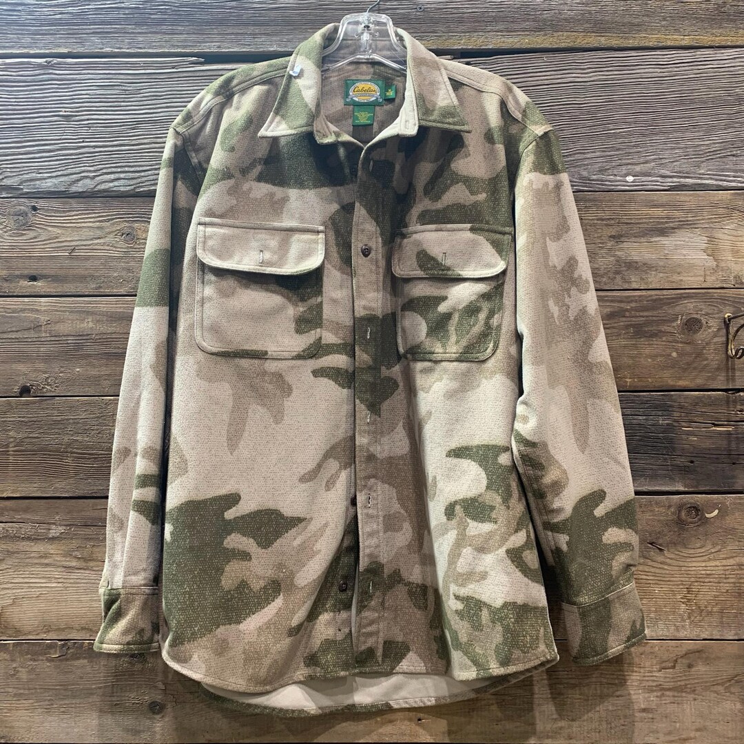Chemise Flanelle Cabela's – Camo Armée – Taille M – Homme – Vintage USA