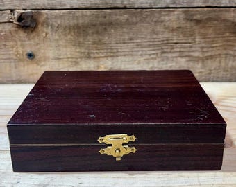 Wood Necklace/Jewelry Box, Dark Brown, 5.25&quot; x 4.25&quot;