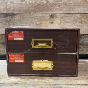 1940s Marco, C. & E.Marshall Co., Two-Drawer Watchmaker Parts Cabinet, Metal