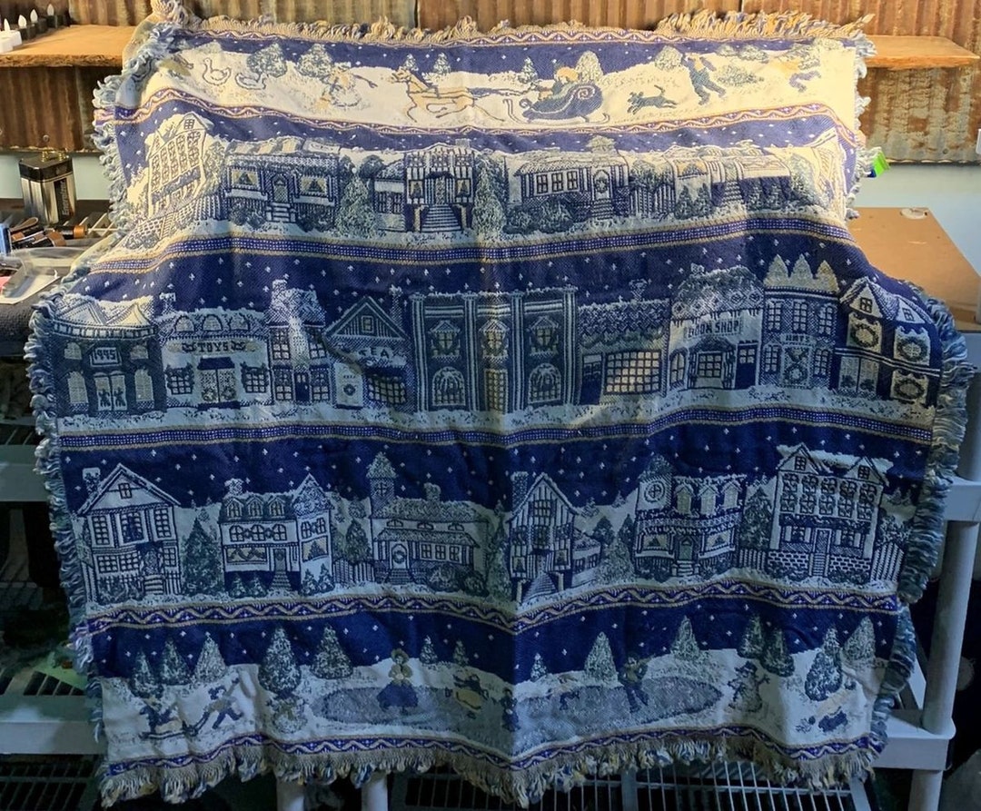 Vintage Dickens Village, Goodwin Weavers, Throw Blanket, 58 X 46 Etsy
