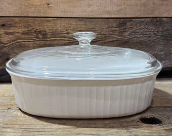 Corning Ware, color blanco francés, cacerola con tapa, F-2-B, 2,8 litros