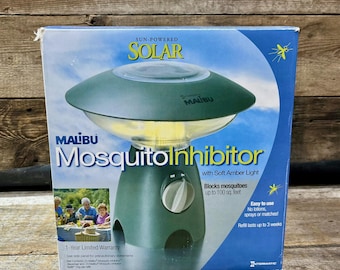 Malibú, energía solar, inhibidor de mosquitos, luz ámbar suave, sin batería