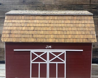 Handgemaakte houten poppenhuisschuur, JM, 21 x 20 inch