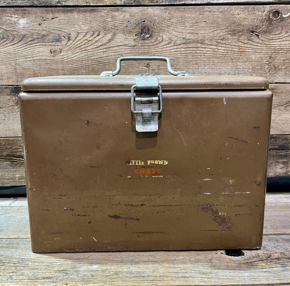 1950s Hemp & Co., Little Brown Chest, Insulated Metal Cooler