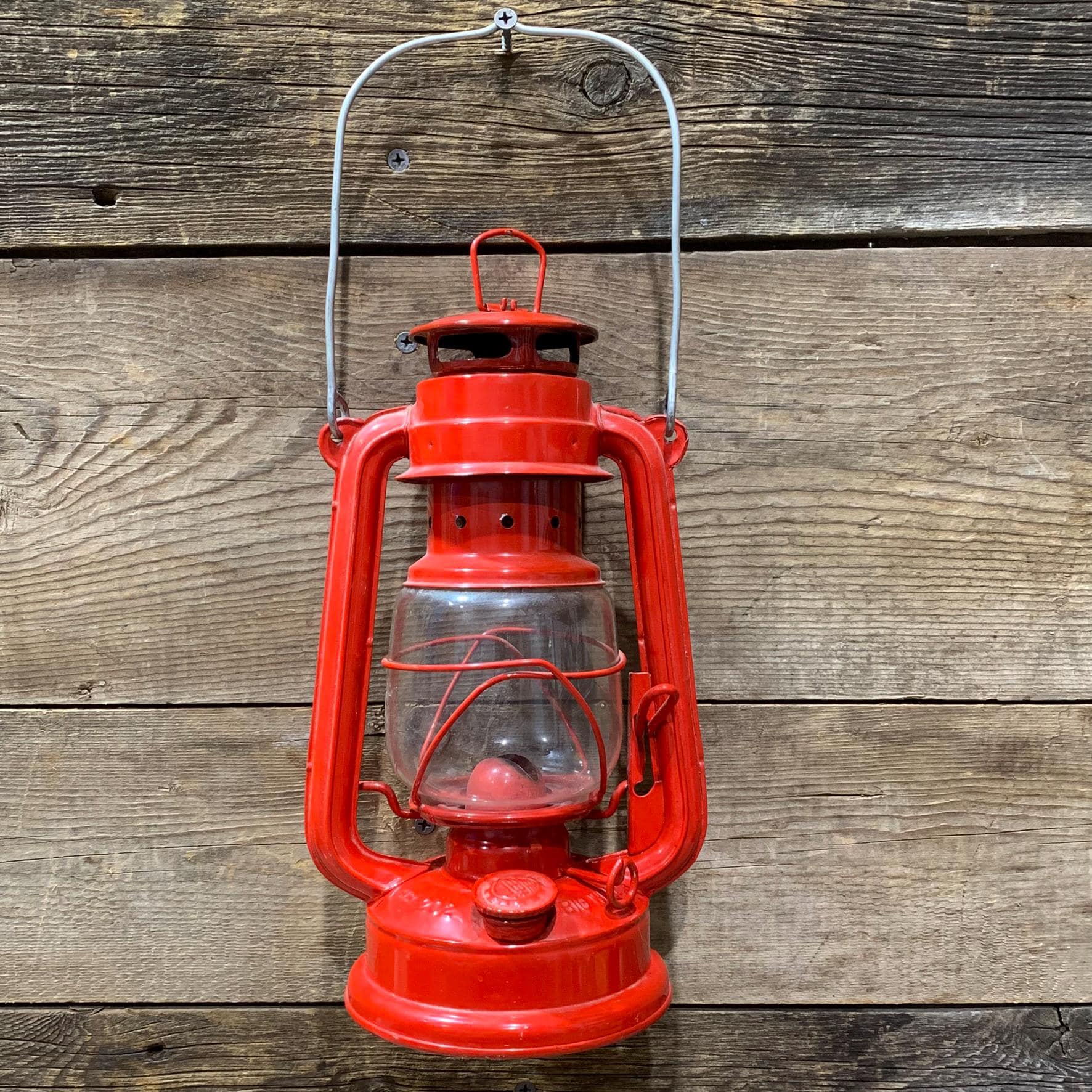 Vintage Big Wheel Brand Lantern, Clear Glass Globe, Red - Etsy