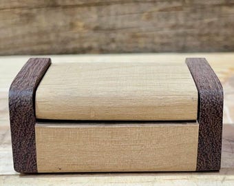Walnut & Maple/Oak Wood Trinket Box, Small Jewelry Box, Ring Box