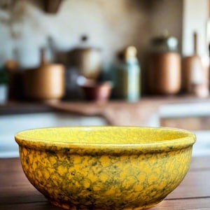 Stoneware Mixing Bowl, Blue Spongeware Design, 9&quot;