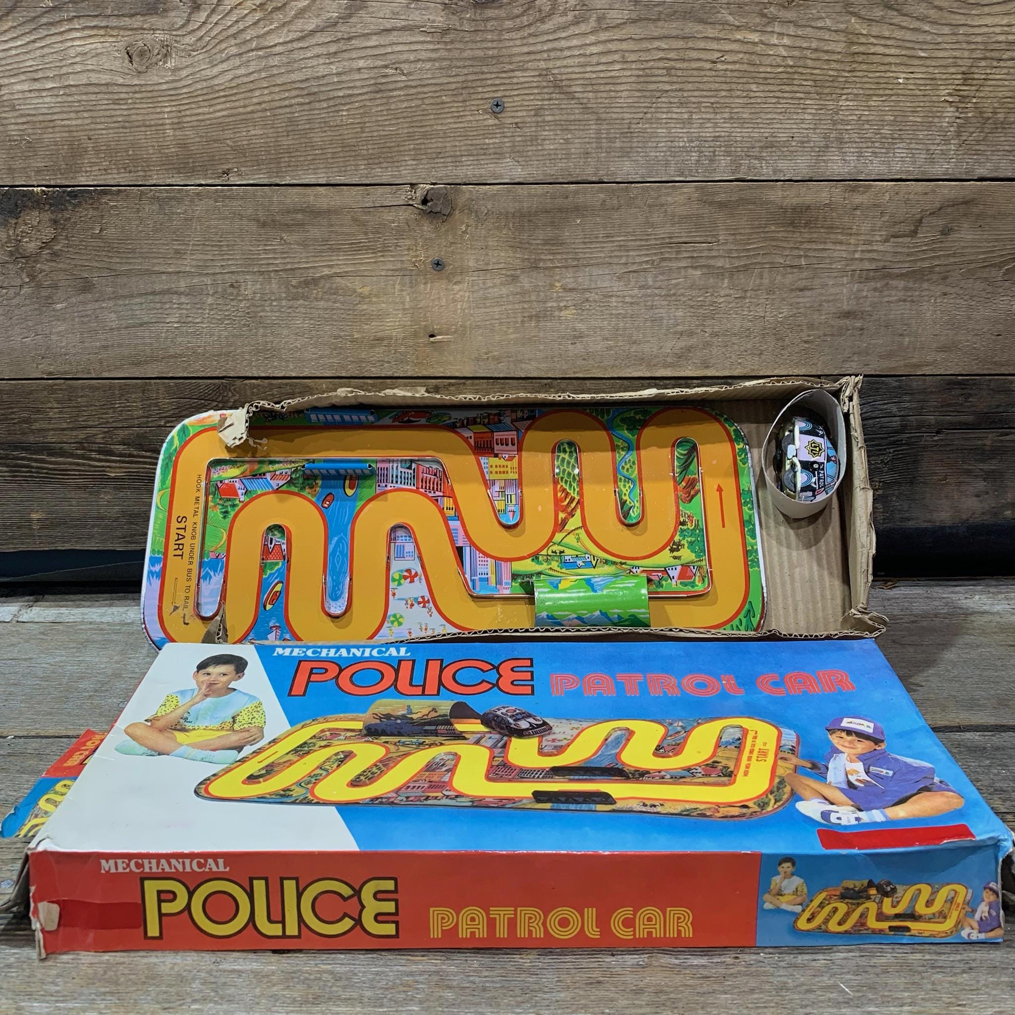 ヴィンテージ機械式警察パトカー、ゼンマイ式フリクション、ブリキ製