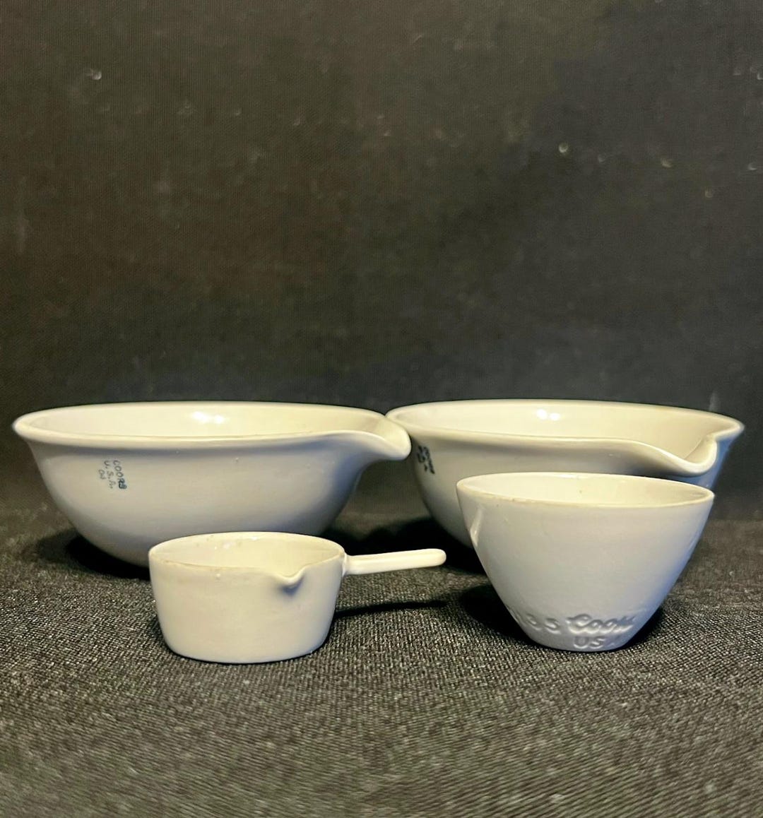 Vintage Coors Porcelain Labware, Miniature Evaporating Bowls, Pot ...