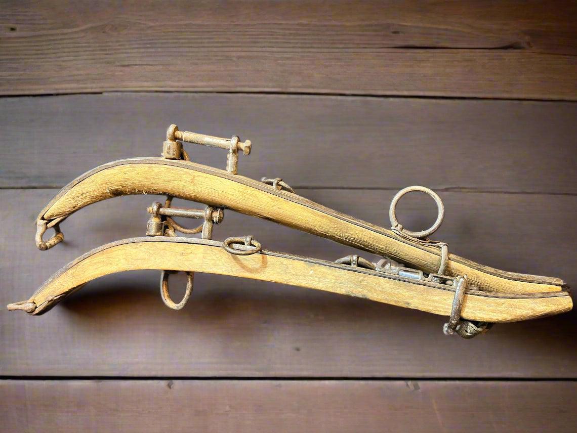 アンティーク馬鋲/ヨーク、木、鉄、革、25.25インチ - Etsy 日本