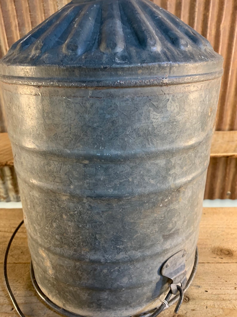 Vintage Galvanized Metal, Chicken Feeder Top, Bucket Etsy
