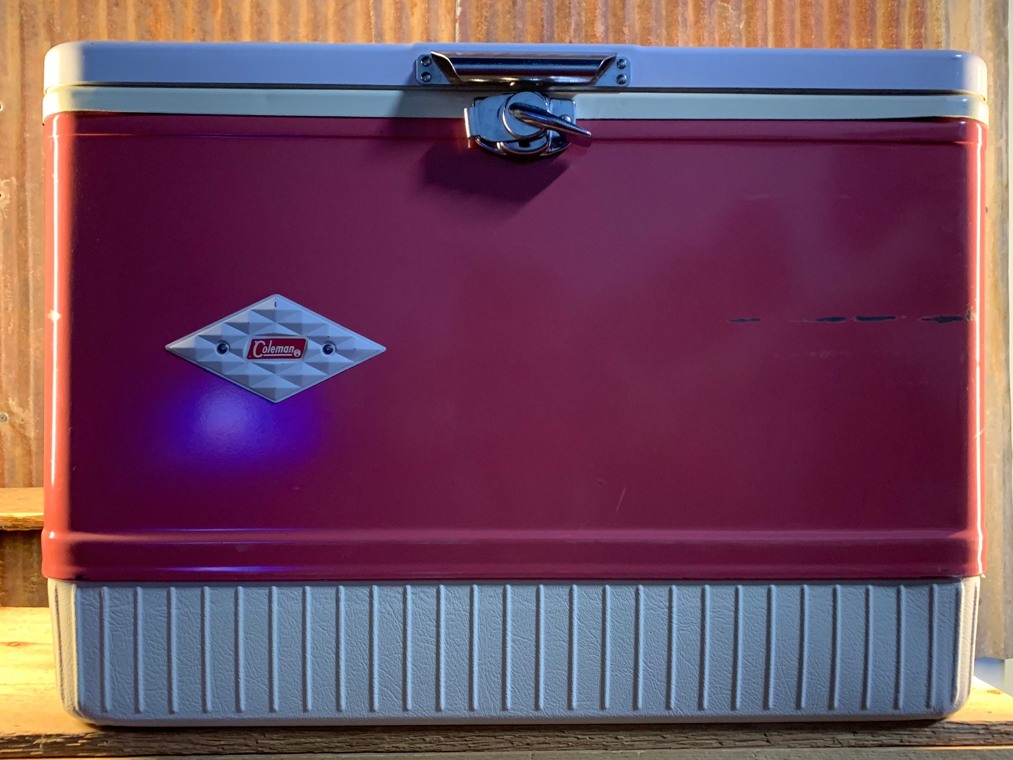 1962 Coleman Snow Lite Cooler Ice Chest Pink With Diamond Logo