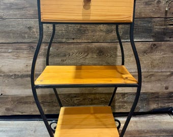 Houten en smeedijzeren standaard, nachtkastje, bijzettafel, 28 inch