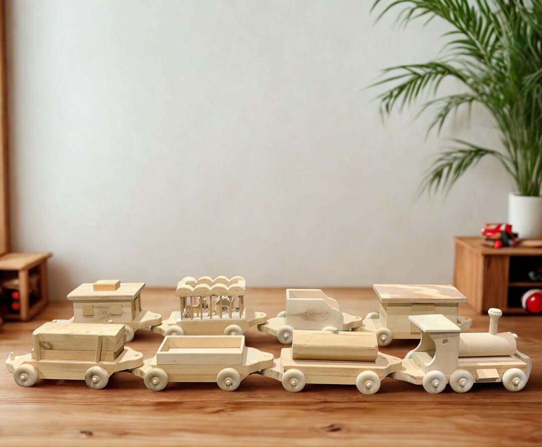 Handmade Model Train Vintage Handmade Wooden Train Set, 8 Large Train Cars - Etsy