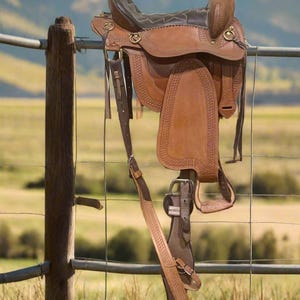 Western Style Riding Saddle, Leather & Sheepskin, C. Anderson Performance Cinch
