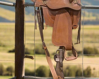 Western Style Riding Saddle, Leather & Sheepskin, C. Anderson Performance Cinch
