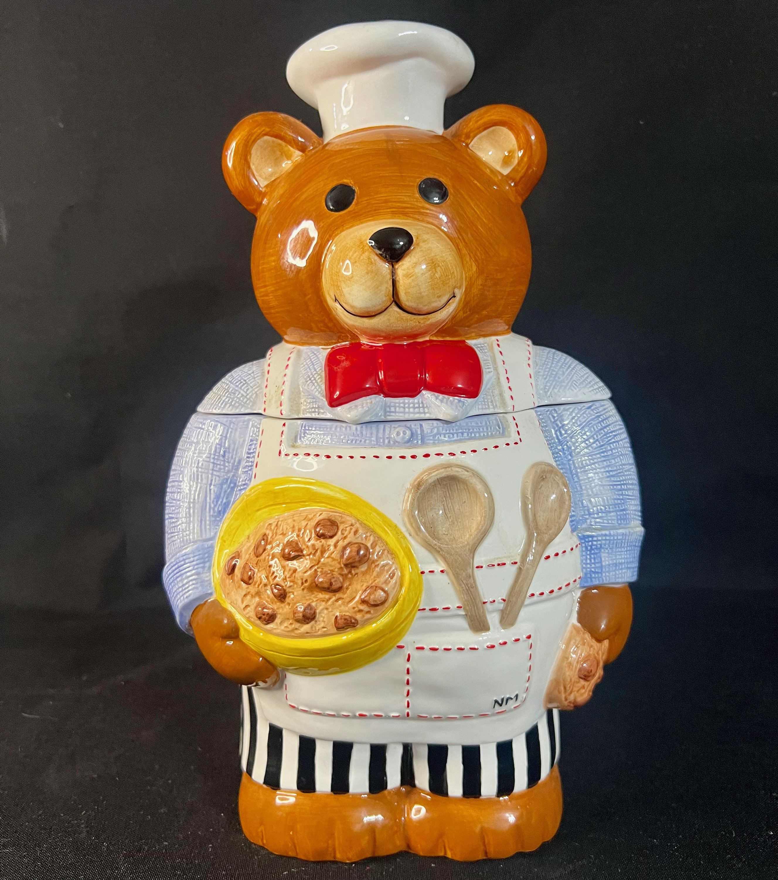 国内作家様 ボンネット付き Bear 1996 Neiman Marcus, Porcelain Cookie Jar, Baking Bear - Etsy