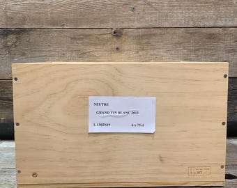 Pine Wood, Wine Bottle Box, Grand Vin Blanc, 13&quot; x 11.5&quot; x 8&quot;