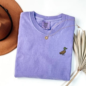 Mallard Duck Embroidered Comfort Colors Unisex T-Shirt, Duck Embroidered Tee, Duck Lover Gift, Duck Shirt