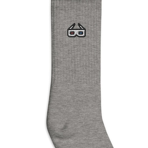 3D Glasses Embroidered Socks, Premium Embroidered Socks, Long Socks Gift - Multiple Colors