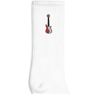 Electric Guitar Embroidered Socks, USA Made Cotton Blend