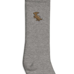 Dinosaur Embroidered Socks, Premium Embroidered Socks, Long Socks Gift - Multiple Colors