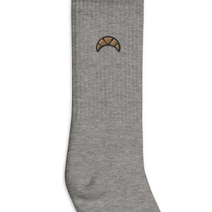Croissant Embroidered Socks, Premium Embroidered Socks, Long Socks Gift - Multiple Colors