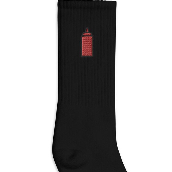 Ketchup Embroidered Socks, Premium Embroidered Socks, Long Socks Gift - Multiple Colors