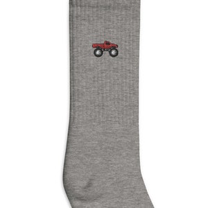 Monster Truck Embroidered Socks, Premium Embroidered Socks, Long Socks Gift - Multiple Colors