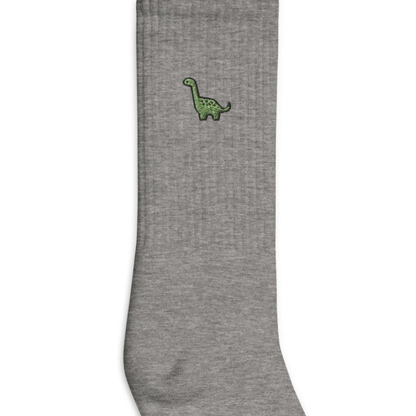 Dinosaur Embroidered Socks, Premium Embroidered Socks, Long Socks Gift - Multiple Colors