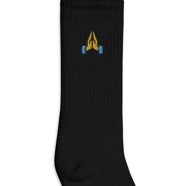 Prayer Emoji Embroidered Socks, Premium Embroidered Socks, Long Socks Gift - Multiple Colors