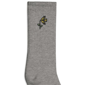 Daffodil Embroidered Socks, Premium Embroidered Socks, Long Socks Gift - Multiple Colors
