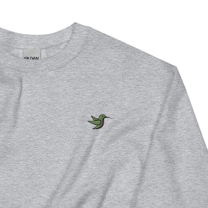Kolibri Gesticktes Rundhals-Sweatshirt: Unisex Pullover