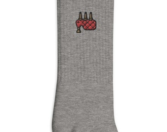 Bagpipes Embroidered Socks, Premium Embroidered Socks, Long Socks Gift - Multiple Colors