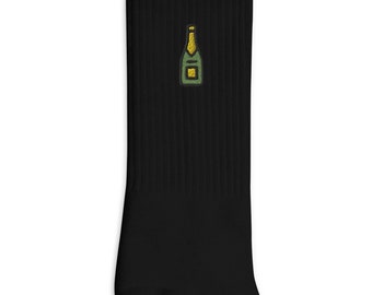 Champagner Bestickte Socken, Premium Bestickte Socken, Lange Socken Geschenk - mehrere Farben