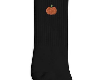 Pumpkin Embroidered Socks, Premium Embroidered Socks, Long Socks Gift - Multiple Colors