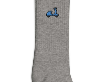 Vespa Embroidered Socks, Premium Embroidered Socks, Long Socks Gift - Multiple Colors