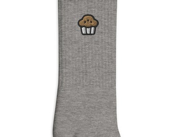 Calcetines bordados para muffins, calcetines bordados premium, calcetines largos regalo - múltiples colores