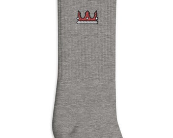 Crown Embroidered Socks, Premium Embroidered Socks, Long Socks Gift - Multiple Colors