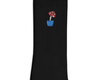 Pilz gestickte Baumwollmischung Socken, hergestellt in den USA