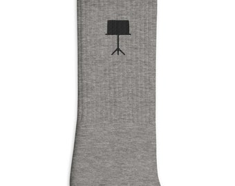 Music Stand Embroidered Socks, Premium Embroidered Socks, Long Socks Gift - Multiple Colors