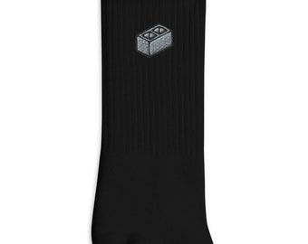 Breezeblock Block Embroidered Socks, Premium Embroidered Socks, Long Socks Gift - Multiple Colors