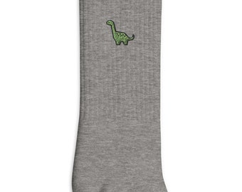 Dinosaur Embroidered Socks, Premium Embroidered Socks, Long Socks Gift - Multiple Colors