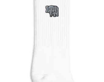 Elephant Embroidered Socks, Premium Embroidered Socks, Long Socks Gift - Multiple Colors