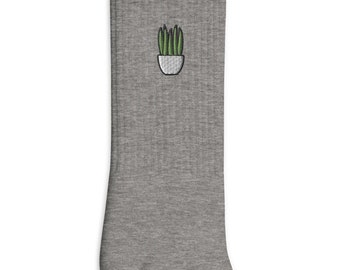 Snake Plant Embroidered Socks, Premium Embroidered Socks, Long Socks Gift - Multiple Colors