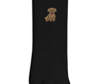 Chaussettes brodées pour chien, chaussettes brodées haut de gamme, chaussettes longues cadeau - Plusieurs couleurs